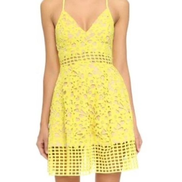 Lovers + Friends Dresses & Skirts - Lovers and Friends Above Knee Bellini Neon Yellow Lace Eyelet Small